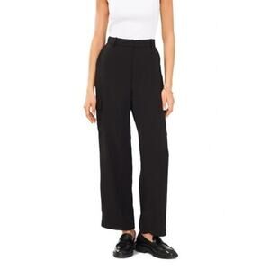 Halogen Pant High Rise Relaxed Fit Utility Wide Leg Cargo Trouser Rich Black XS
